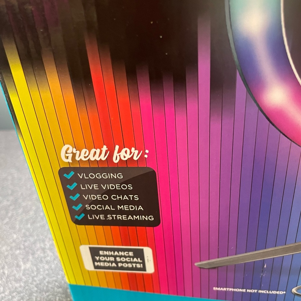 Bower 10 inch tabletop RGB ring light tripod phone holder USB NIB - Picture 5 of 6
